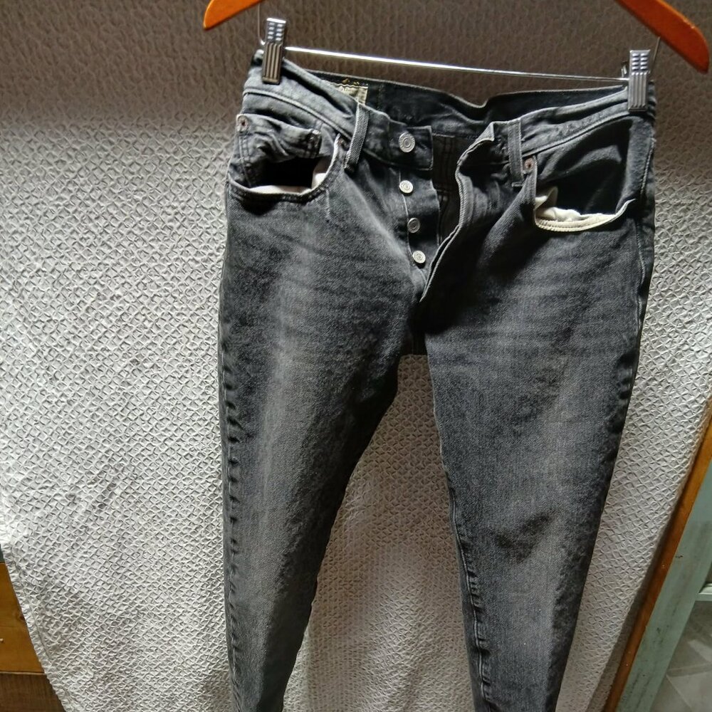 Levi's 501 S black faded button fly skinny jeans